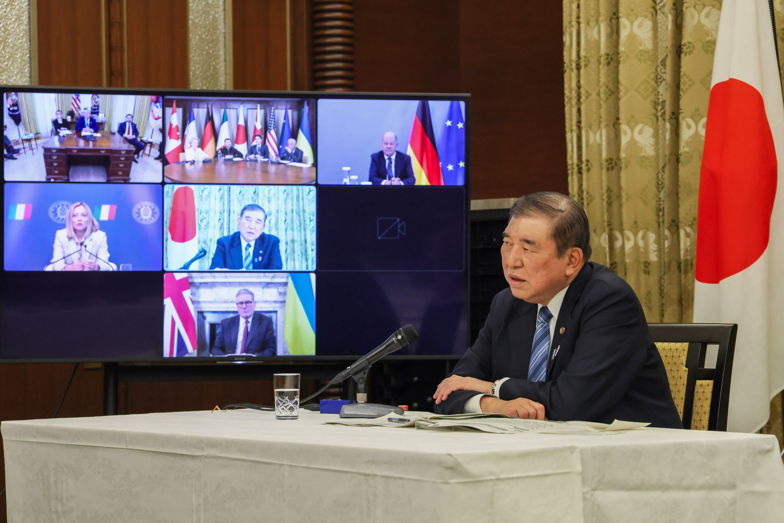 石破首相出席视频会议2