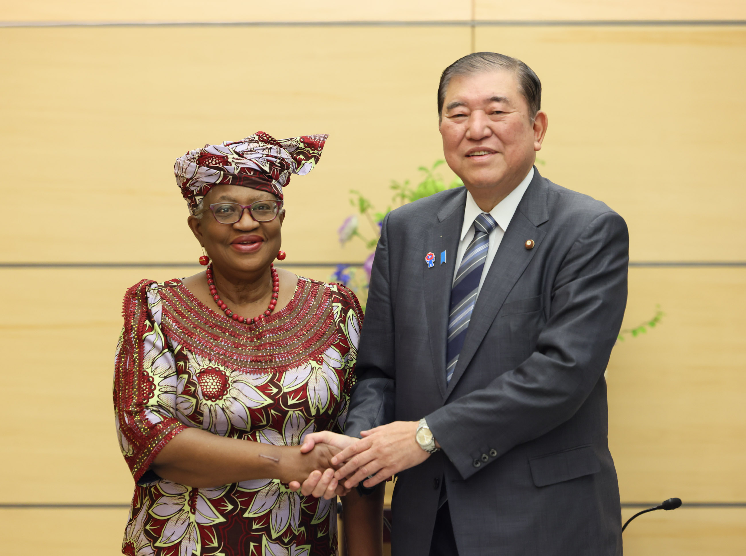 会见WTO总干事奥孔乔-伊韦阿拉