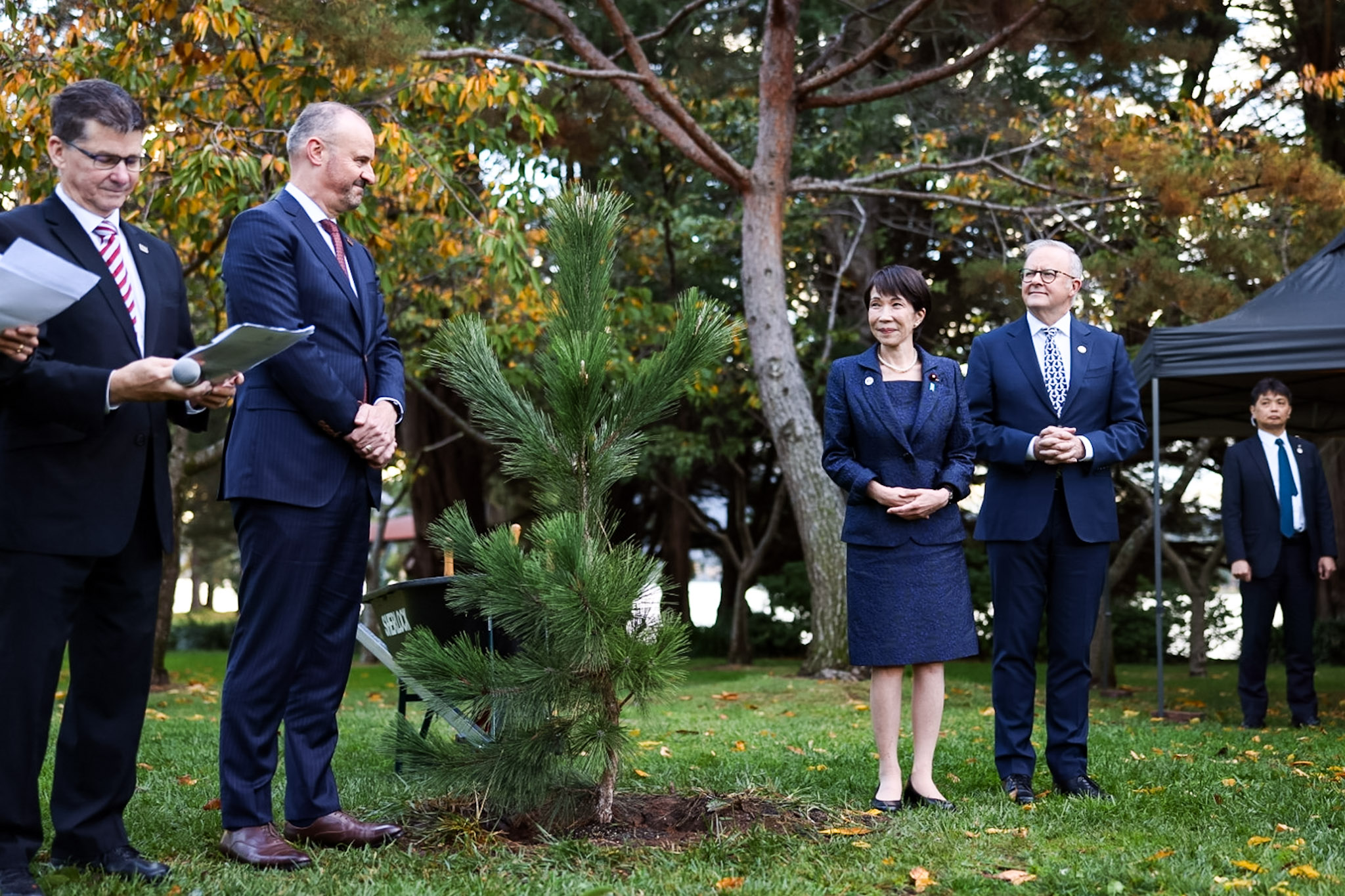 进行植树的高市首相1