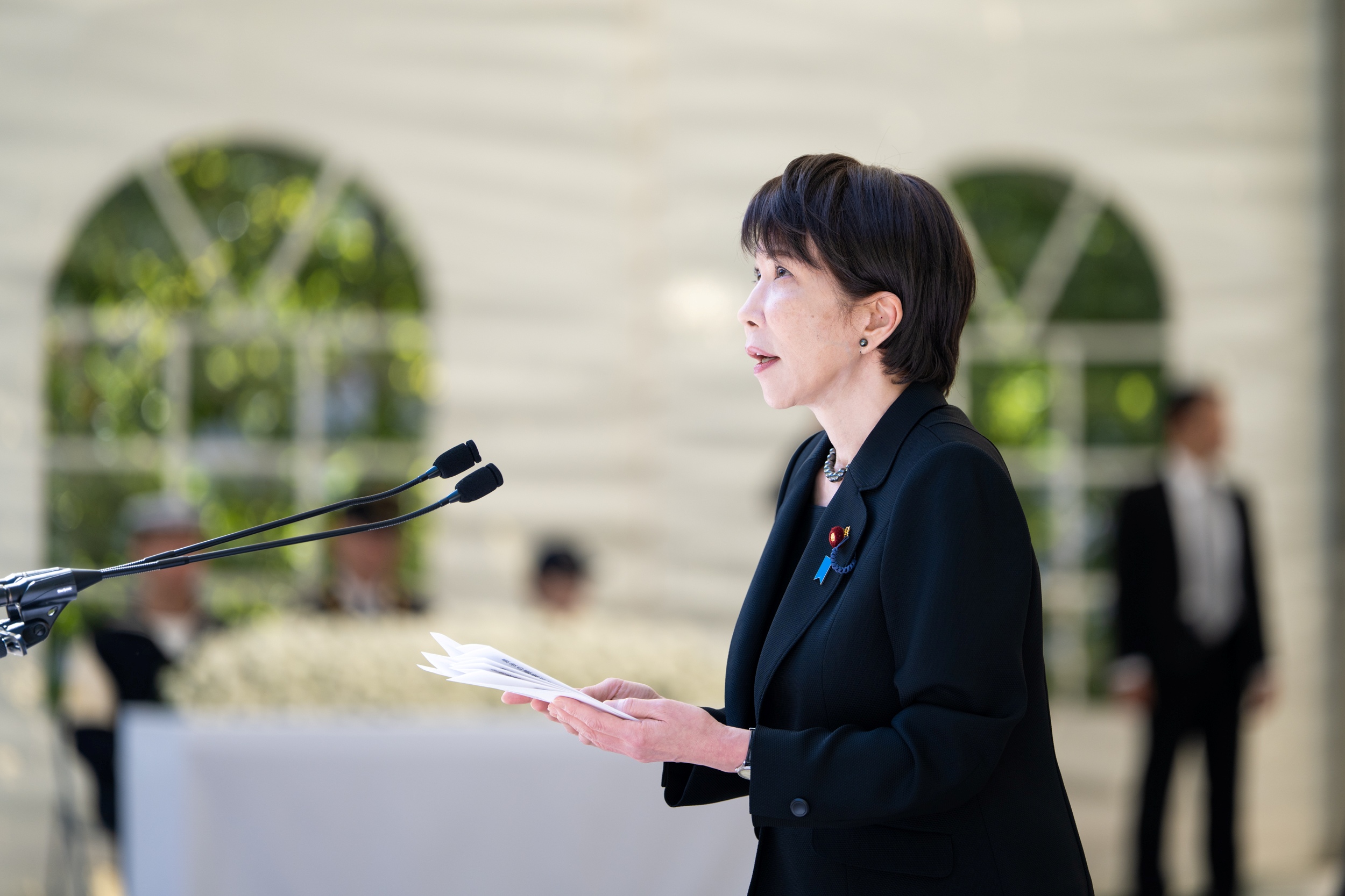 高市首相致悼词（防卫省供图）1
